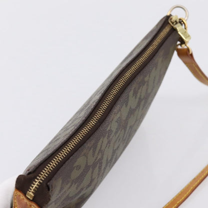 Louis Vuitton Pochette Accessoires Limited Edition Monogram Graffiti, Khaki, Canvas, Clutch