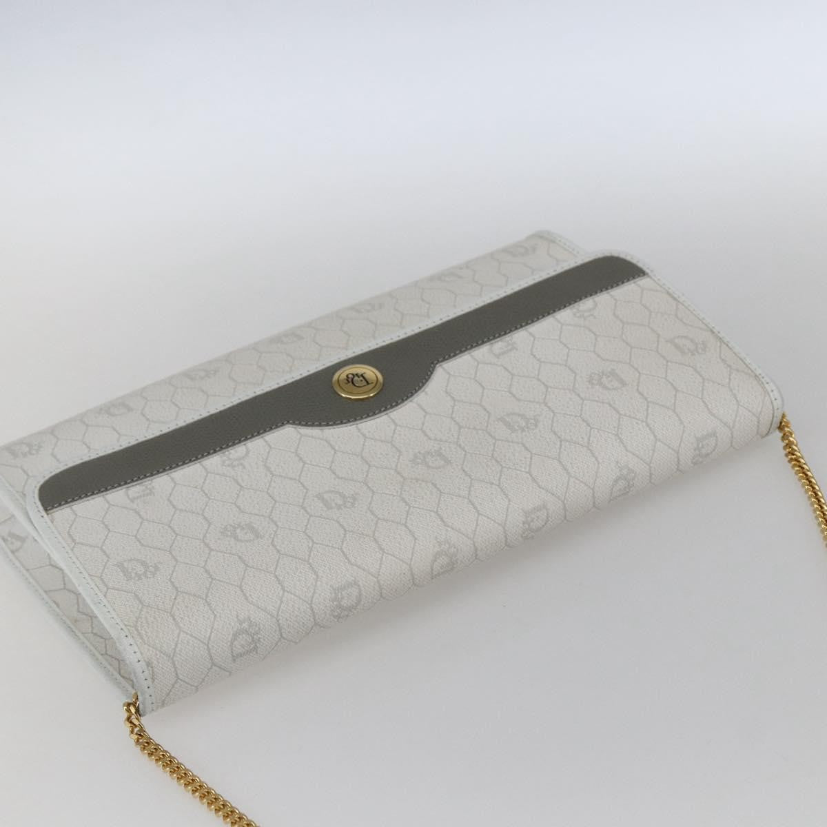 Christian Dior Vintage Honeycomb Canvas, White, Canvas, Shoulder Bag