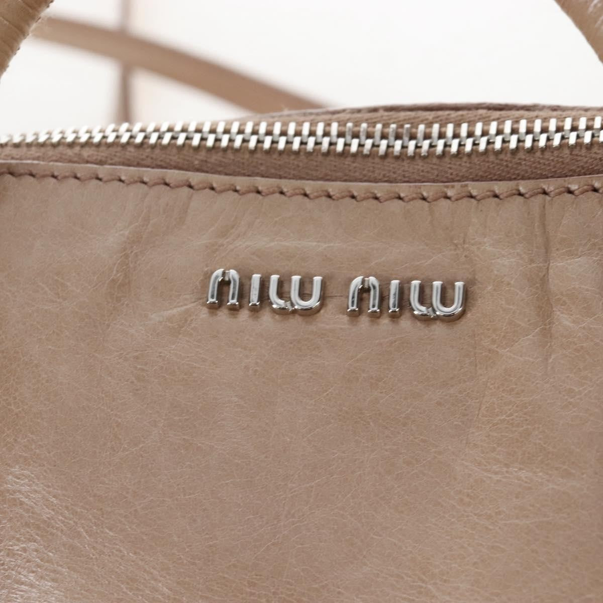 Miu Miu Bow Satchel Cervo Leather, Beige, Leather, Handbag
