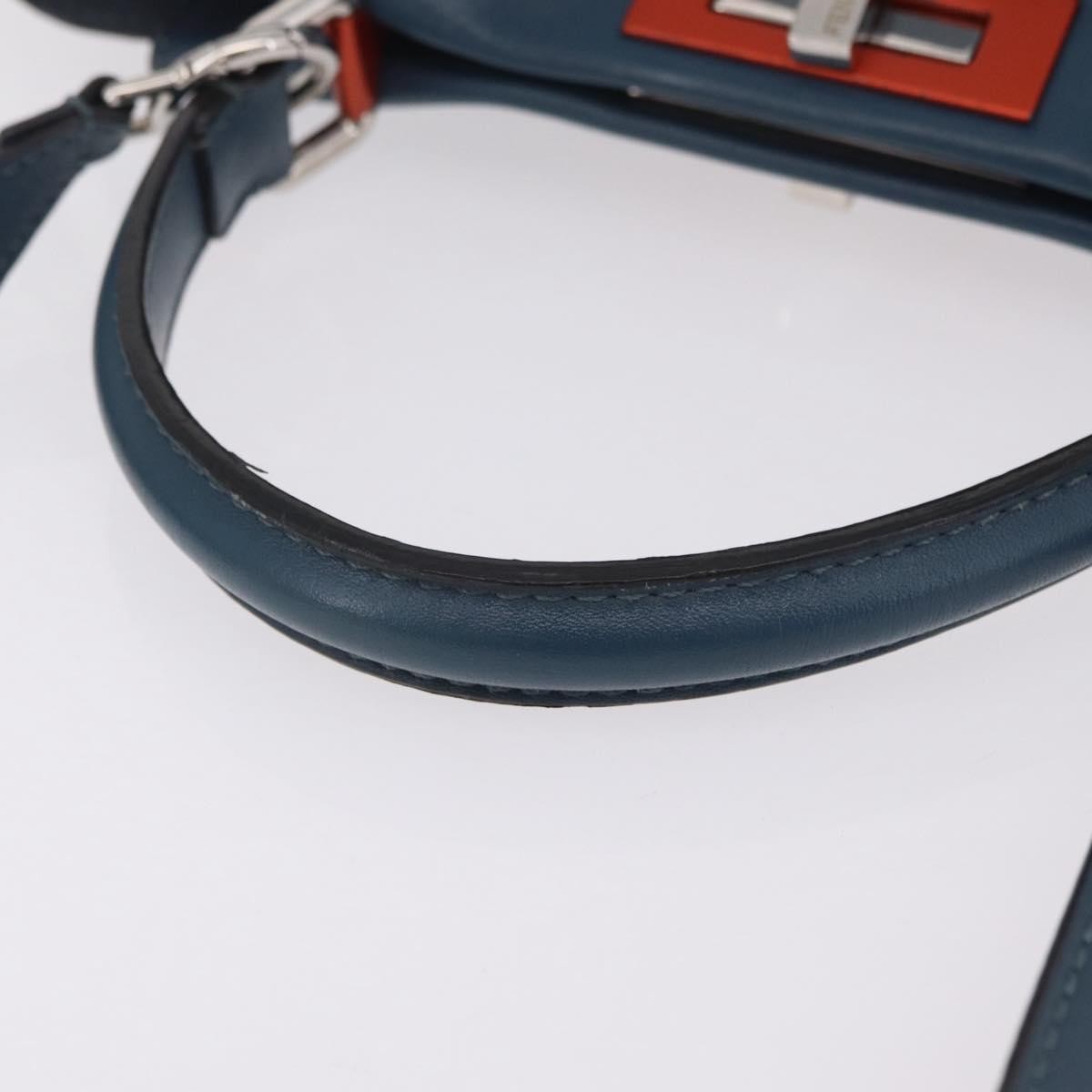 Fendi Peekaboo Ruffled Leather, Blue, Leather, Handbag