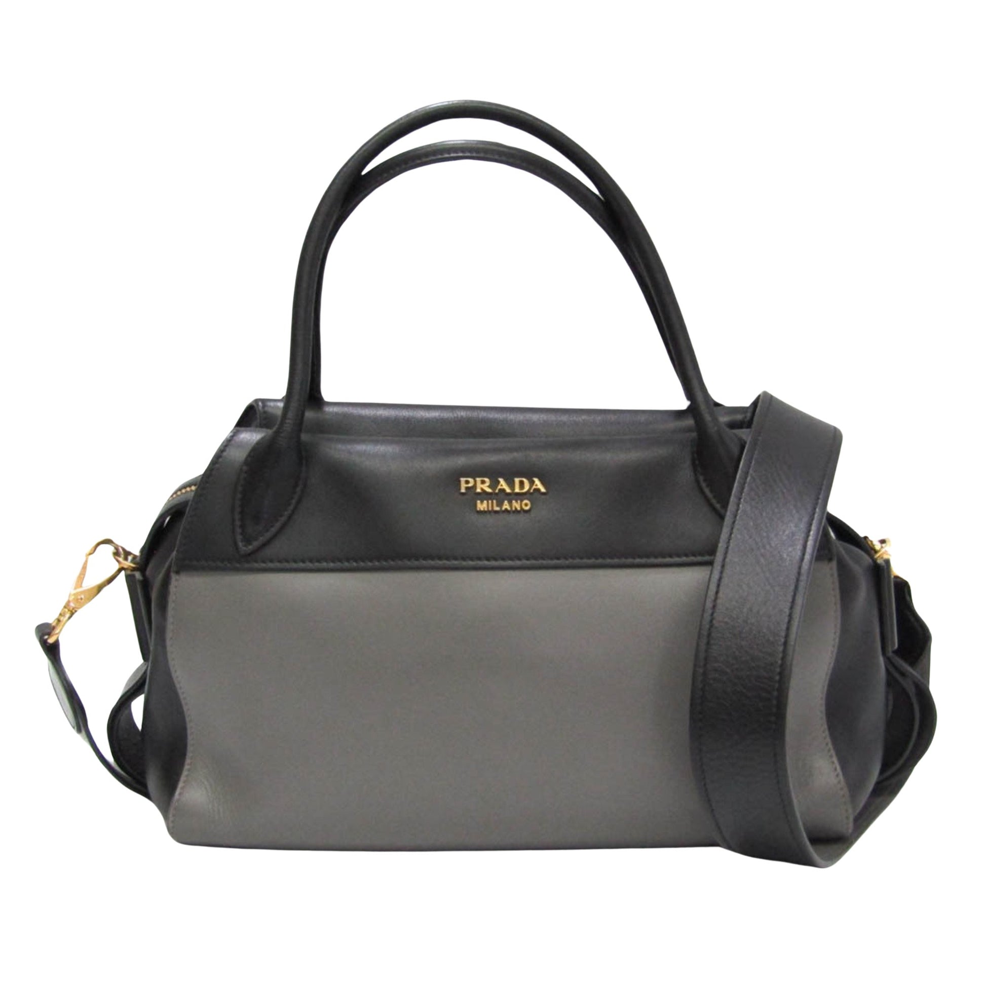 Prada Esplanade, Grey, Leather, handbag