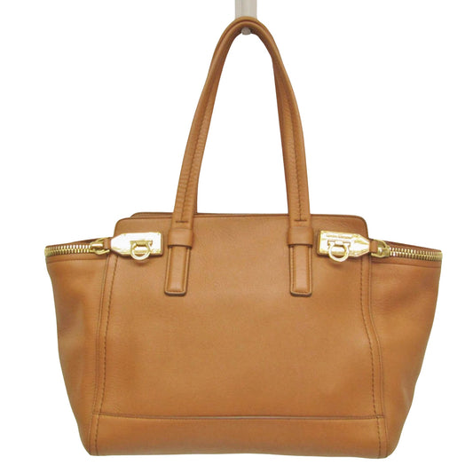 Salvatore Ferragamo Gancini, Brown, Leather, tote