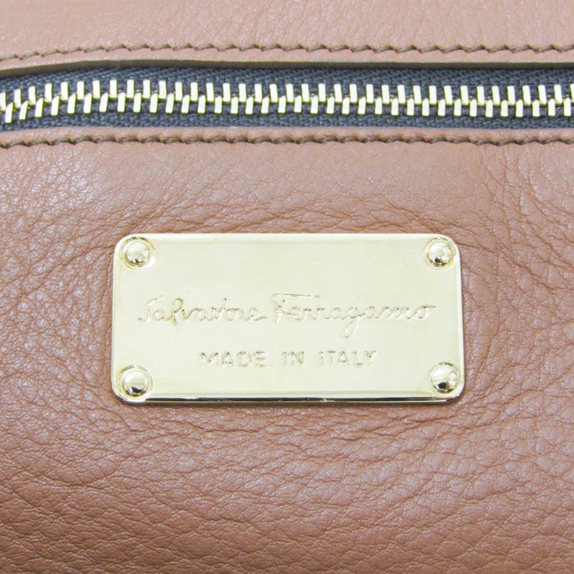 Salvatore Ferragamo Gancini, Brown, Leather, tote