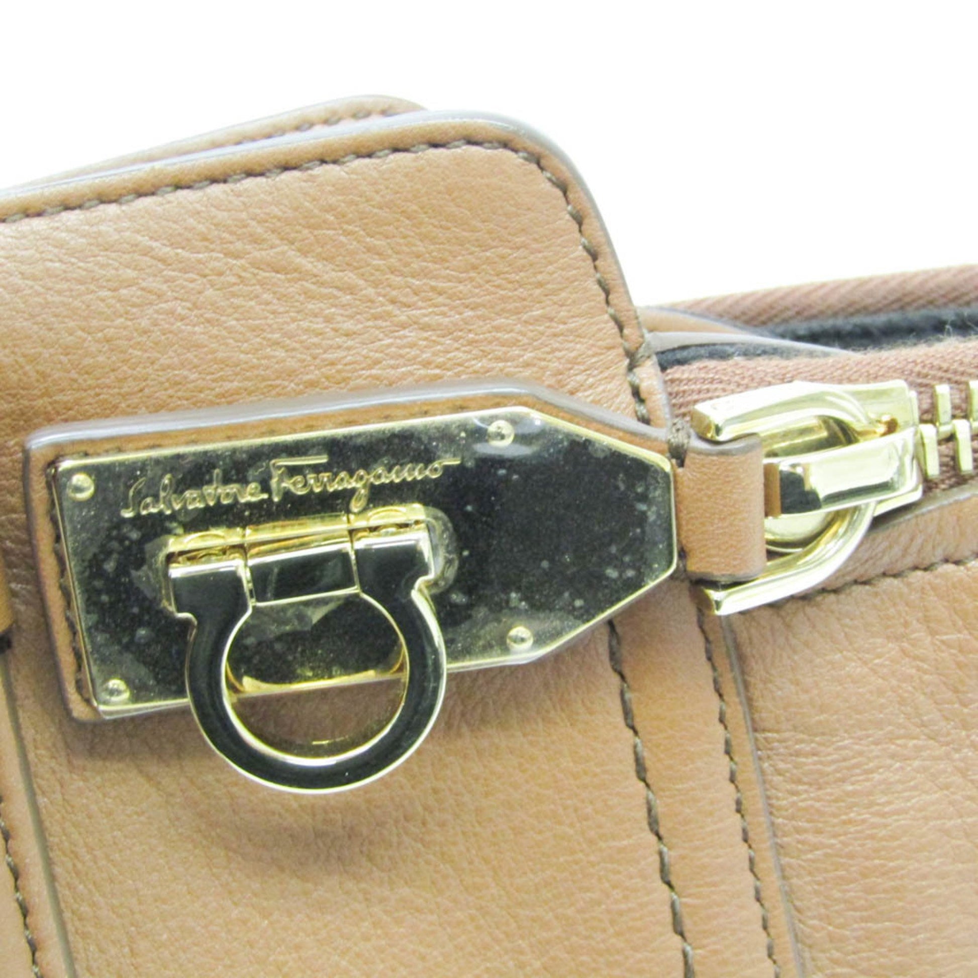 Salvatore Ferragamo Gancini, Brown, Leather, tote