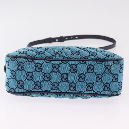 Gucci GG Marmont Multicolor Diagonal Quilted GG Canvas, Blue, Canvas, Shoulder Bag