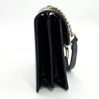 Gucci Interlocking Leather, Black, Leather, Shoulder Bag