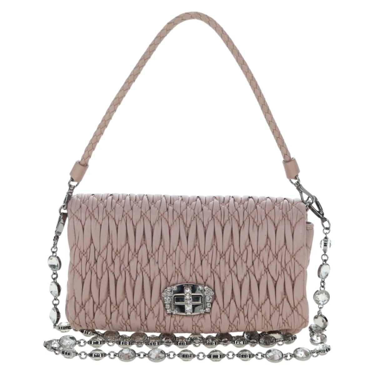 Miu Miu Crystal Clutch Matelasse Leather, Pink, Leather, Clutch