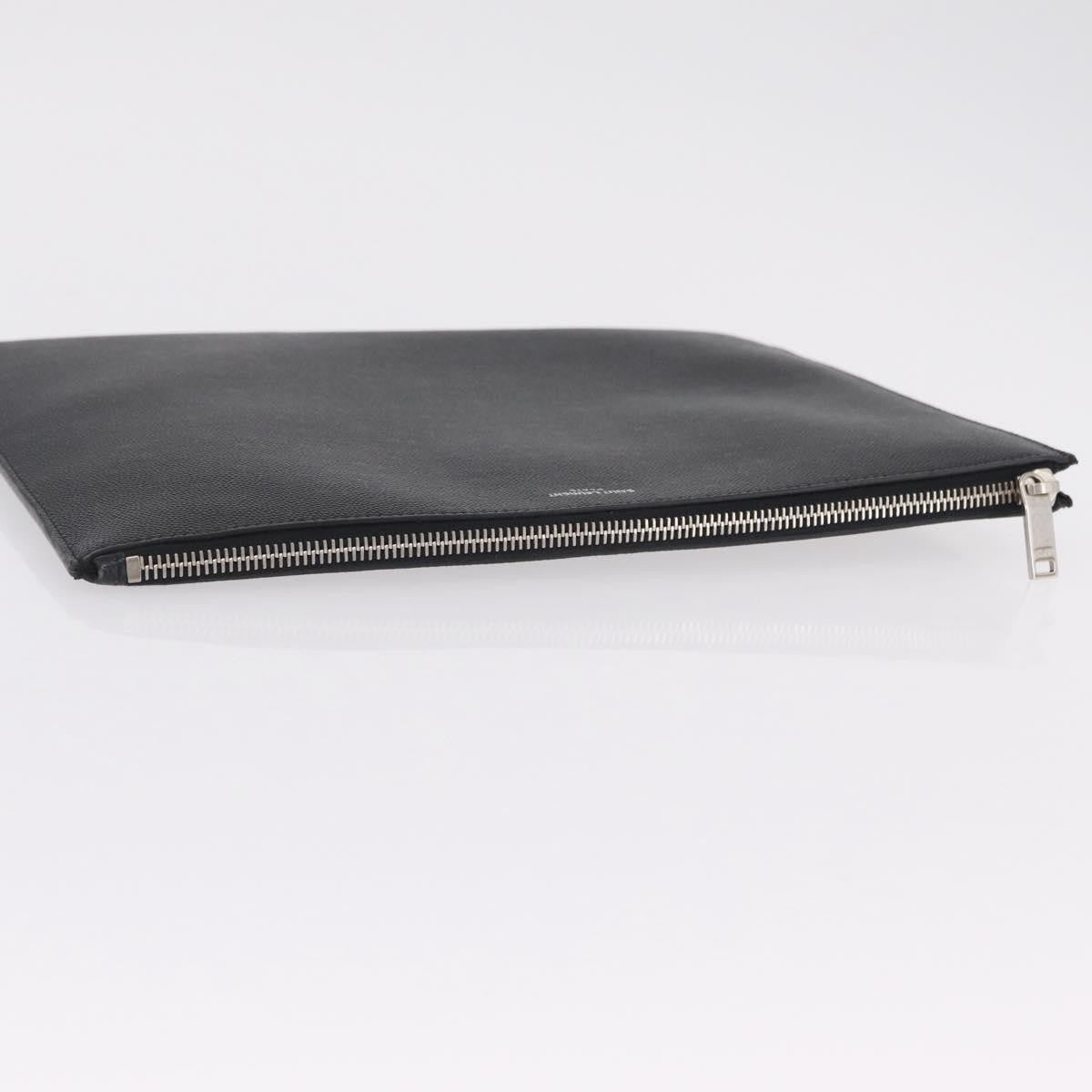 Saint Laurent Letters Zip Clutch Leather, Black, Leather, Clutch