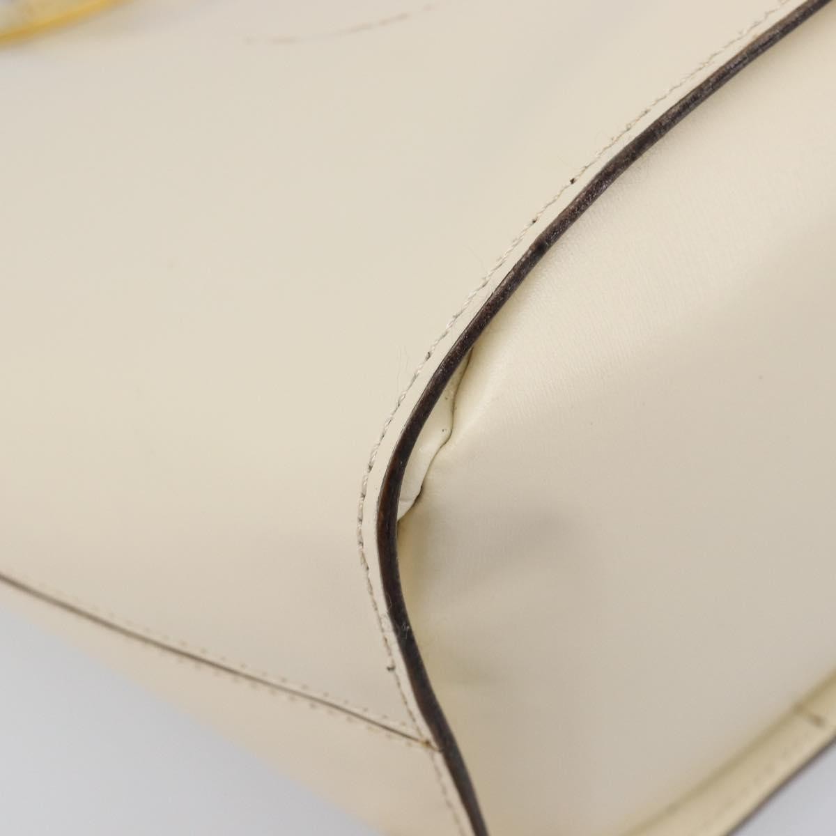 Celine Vintage Circle Logo Leather, White, Leather, Crossbody Bag