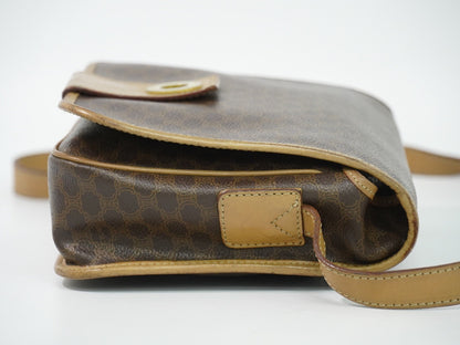 Celine Vintage Macadam Canvas and Leather, Brown, Canvas, Shoulder Bag