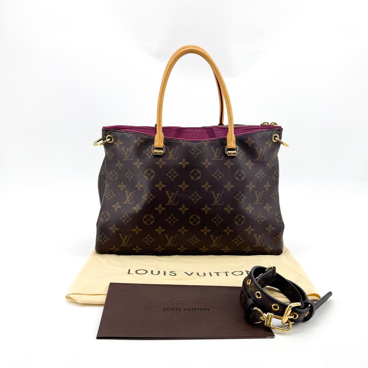 Louis Vuitton Pallas Monogram Canvas with Leather, Brown, Canvas, Tote Bag