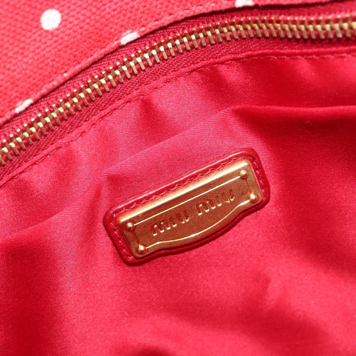 Miu Miu Beau Top Handle Leather, Red, Canvas, Handbag