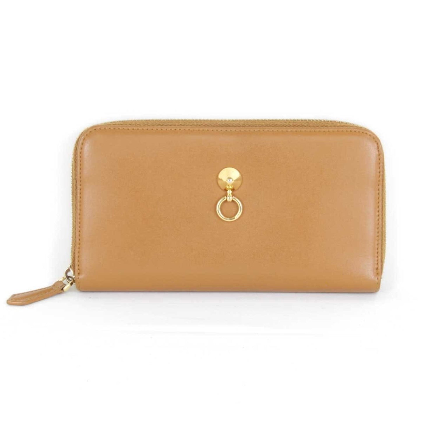 Fendi Dotcom Zip Around Wallet Leather, CAMEL, LEATHER, Wallets