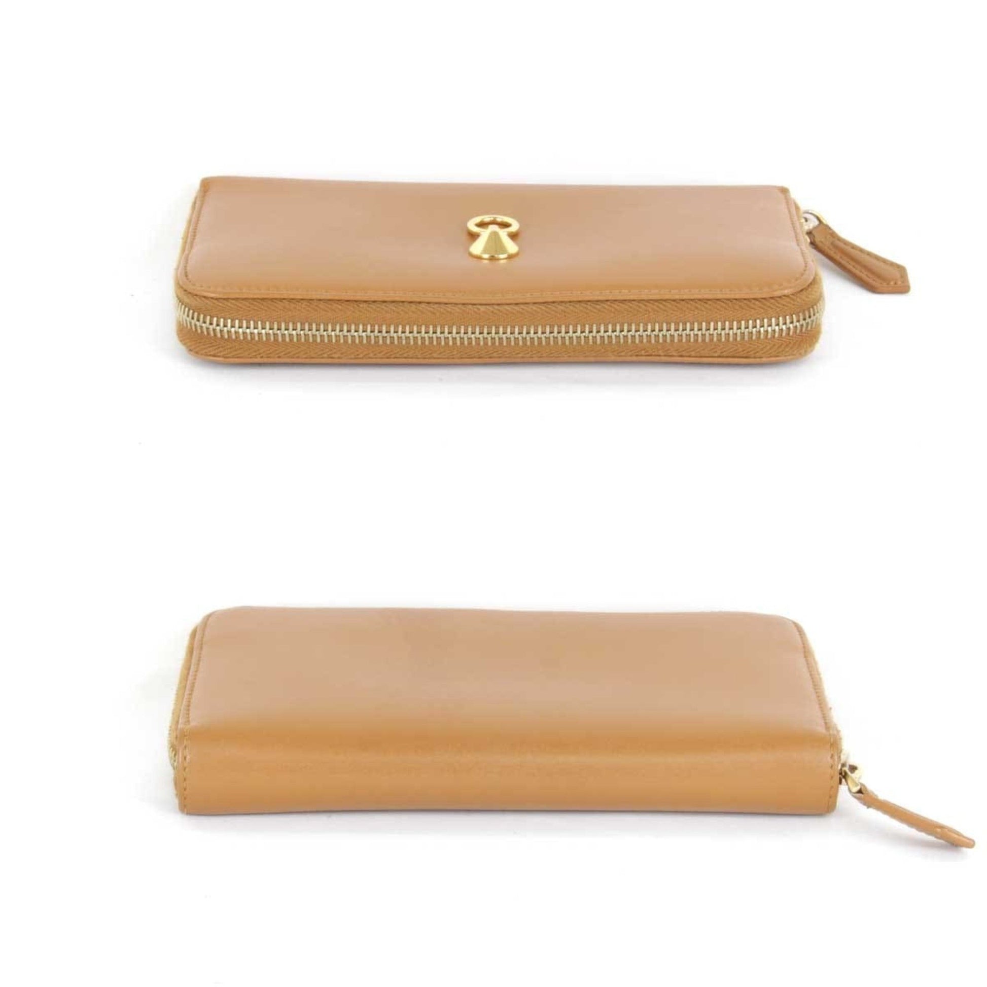 Fendi Dotcom Zip Around Wallet Leather, CAMEL, LEATHER, Wallets