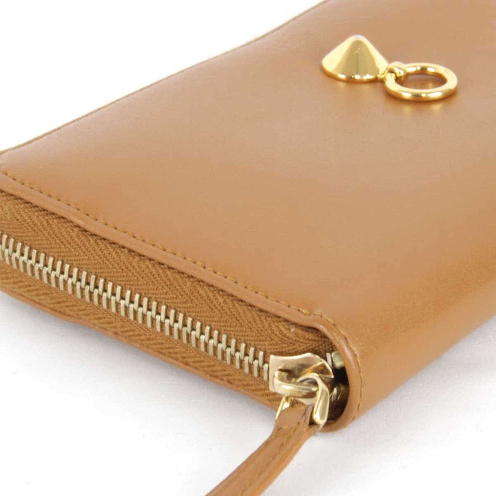 Fendi Dotcom Zip Around Wallet Leather, CAMEL, LEATHER, Wallets