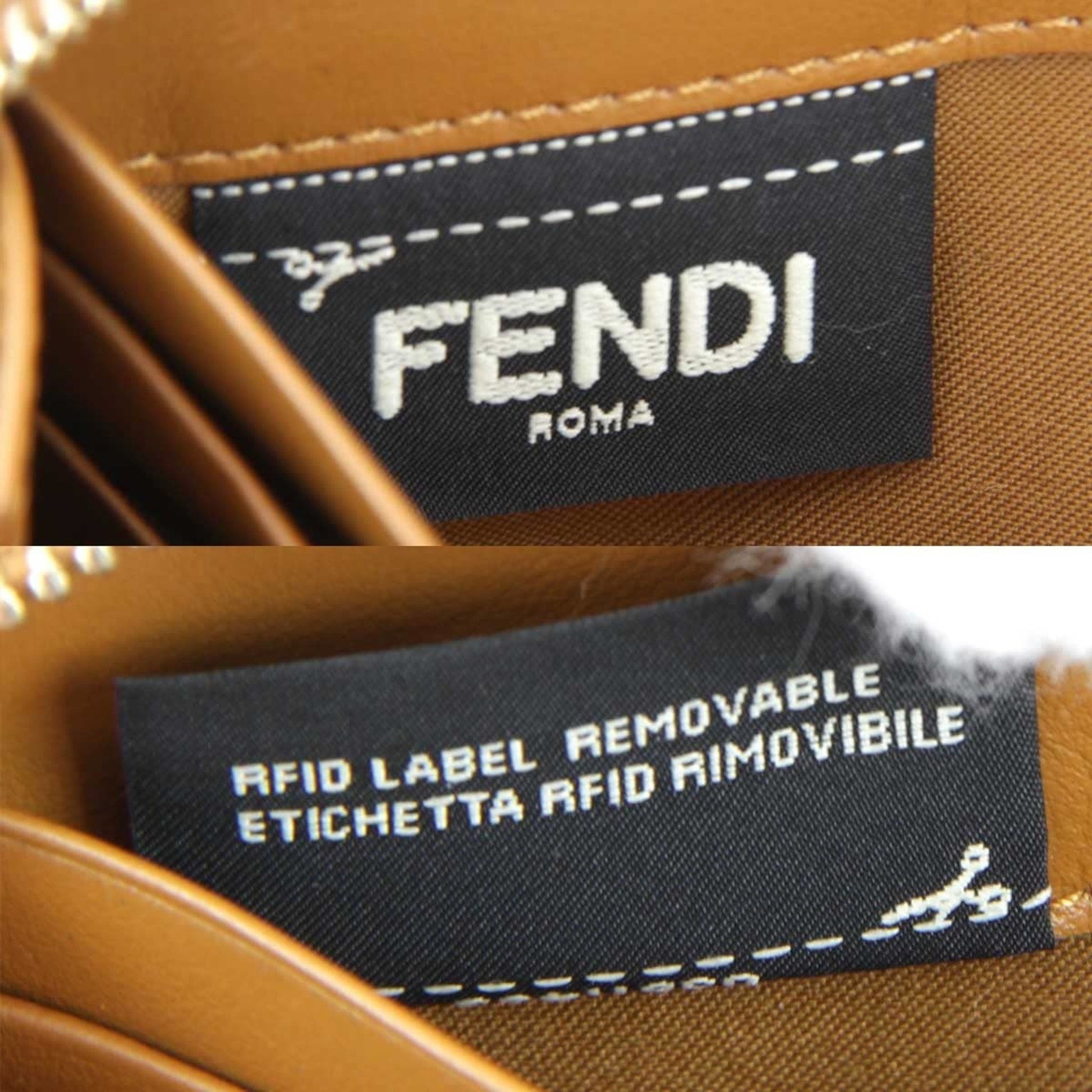 Fendi Dotcom Zip Around Wallet Leather, CAMEL, LEATHER, Wallets