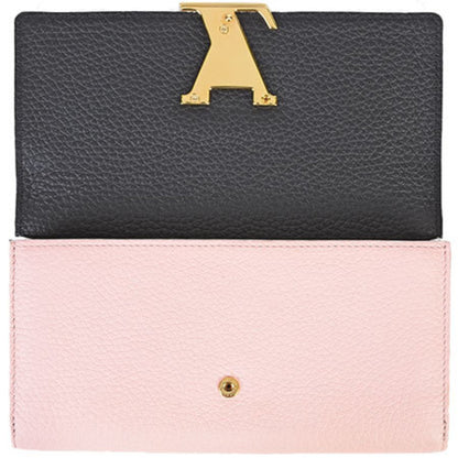 Louis Vuitton Capucines, Black, Leather, wallet