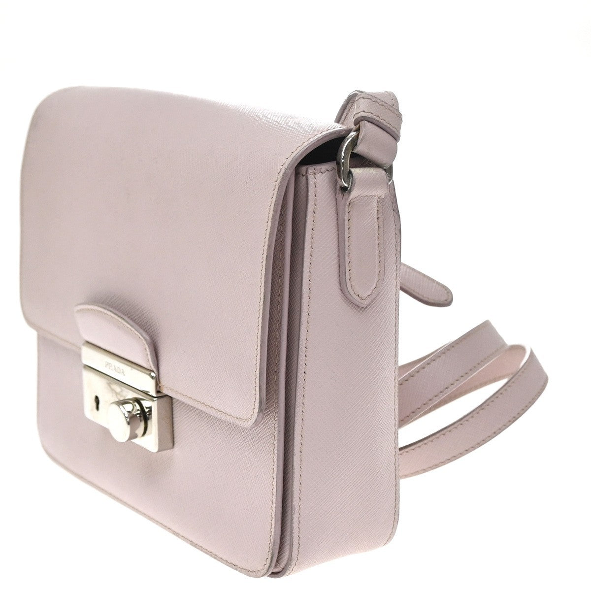 Prada Sound Flap Embroidered Saffiano, Pink, Leather, Shoulder Bag