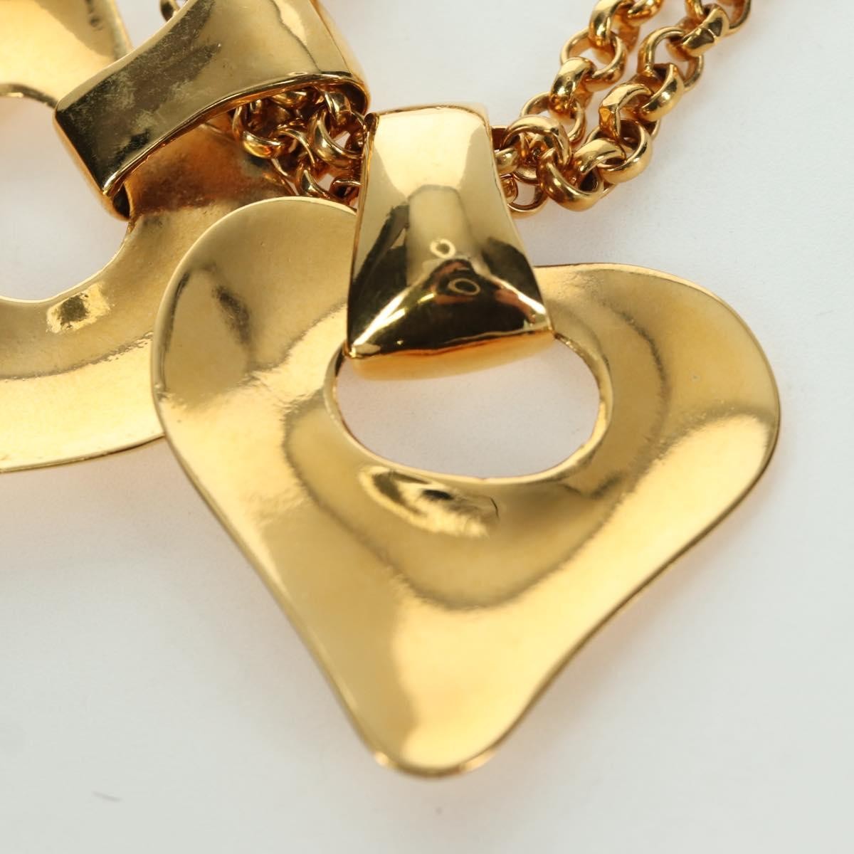 Chanel Vintage CC Heart Pendant Long Metal, Gold, Metal, Necklace
