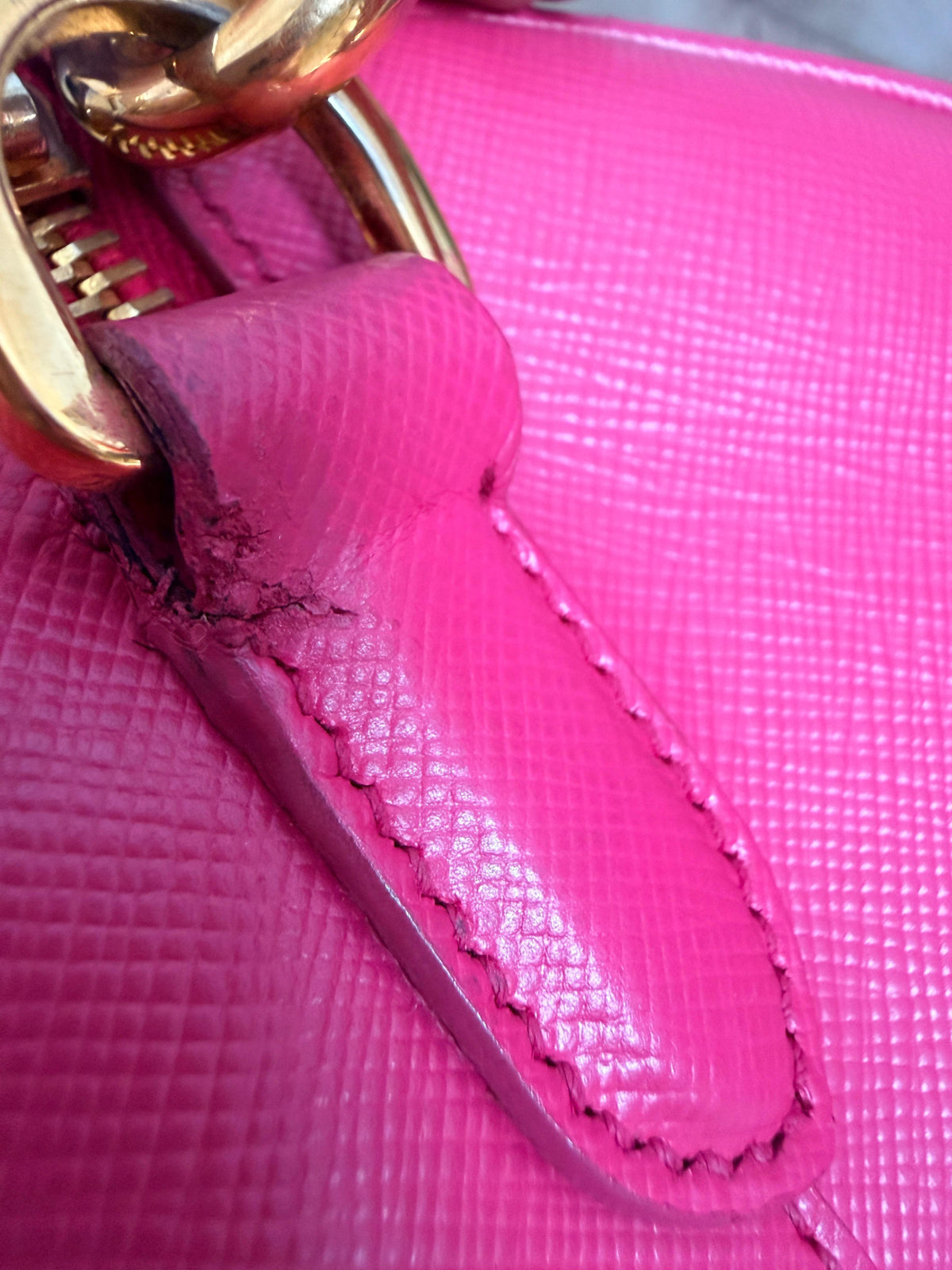 Prada Bowler Perforated Saffiano Leather, Pink, Leather, Handbag