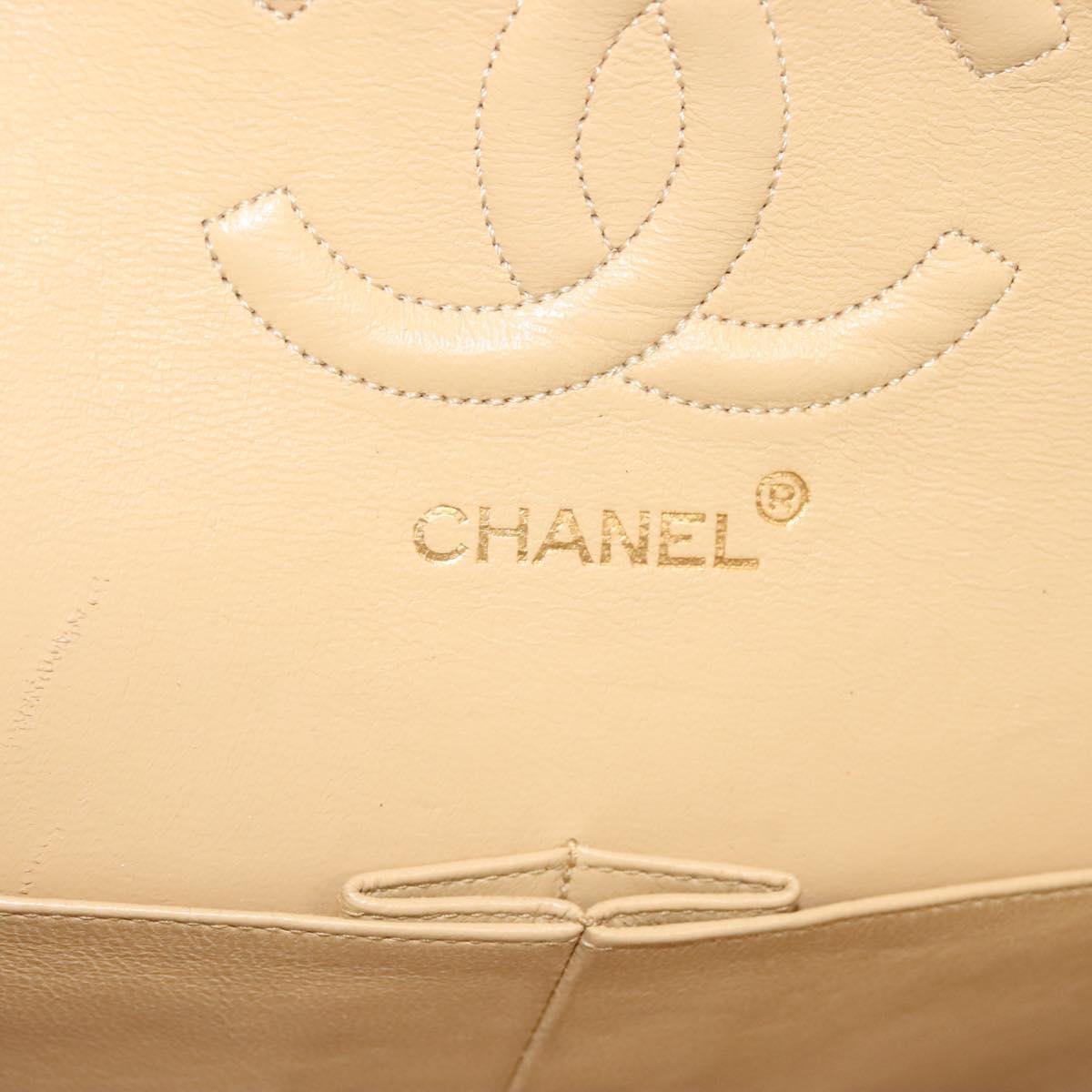 Chanel Vintage Classic Double Flap Bag Quilted Lambskin, BEIGE, LEATHER, Shoulder bag