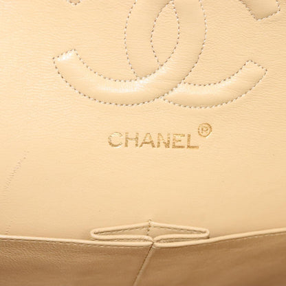 Chanel Vintage Classic Double Flap Bag Quilted Lambskin, BEIGE, LEATHER, Shoulder bag