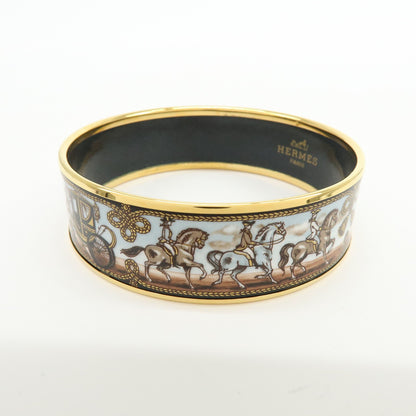 Hermes Caleche Bangle Enamel, Gold, Gold Plated, Bracelet