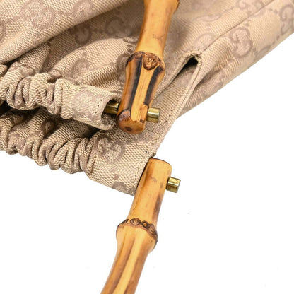 Gucci Bamboo Frame Satchel GG Canvas, Beige, Canvas, Handbag
