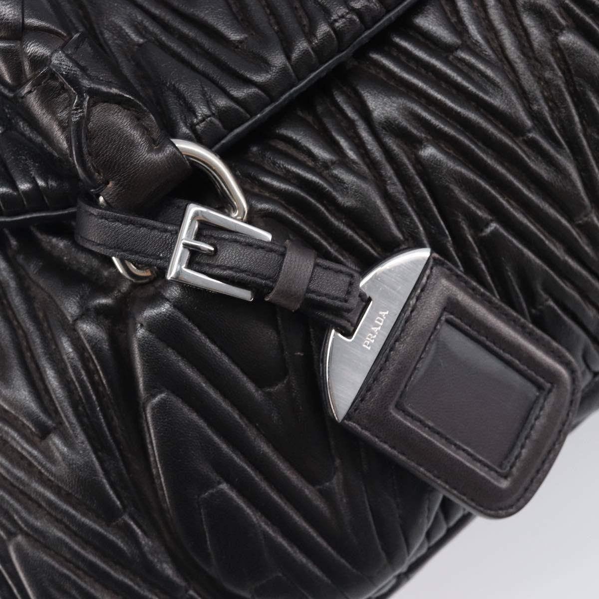 Prada Flap Chevron Nappa, Black, Leather, Shoulder Bag
