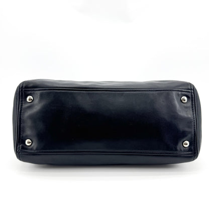 Prada Double Zip Convertible Soft Calf, Black, Leather, Tote Bag