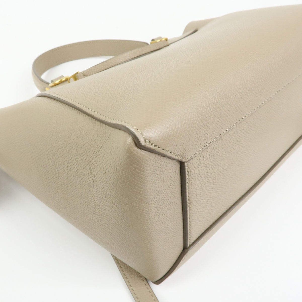 Celine Belt Textured Leather, Beige, Leather, Handbag