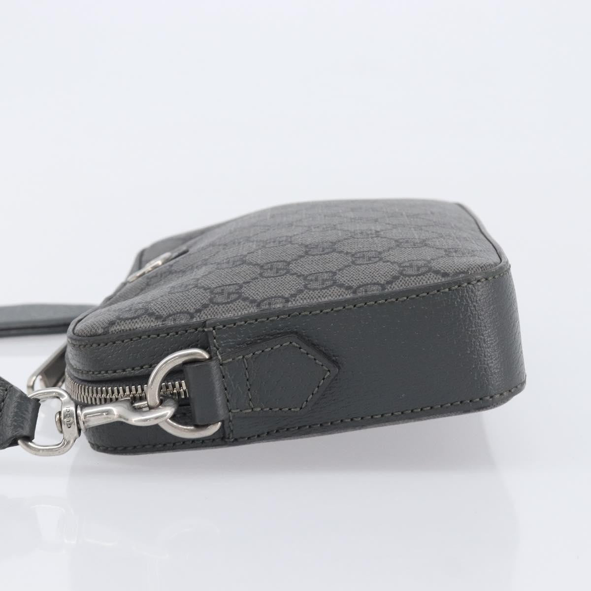 Gucci Ophidia Zip Wristlet GG Coated Canvas, Gray, Canvas, Shoulder Bag