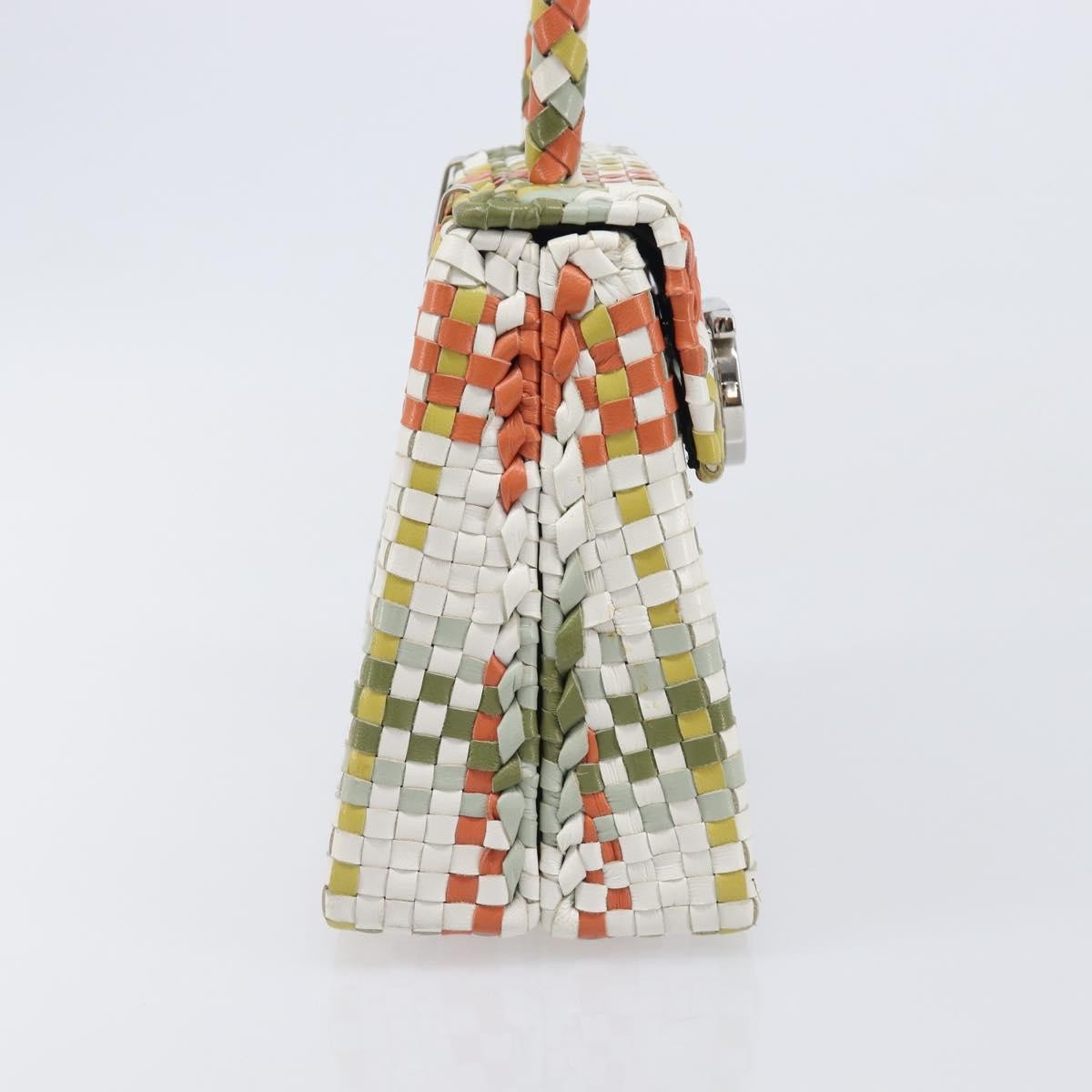 Salvatore Ferragamo Gancini Top Handle Woven Leather, Multicolour, Leather, Handbag