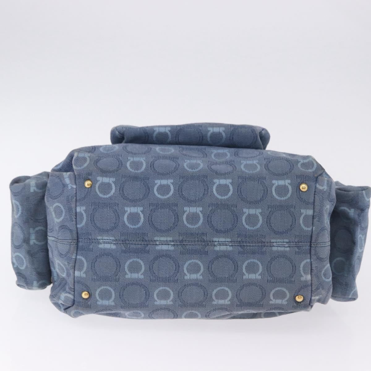 Salvatore Ferragamo Gancini Canvas, Navy, Canvas, Crossbody Bag