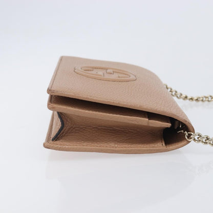 Gucci Soho Wallet on Chain Leather, Beige, Leather, Shoulder Bag