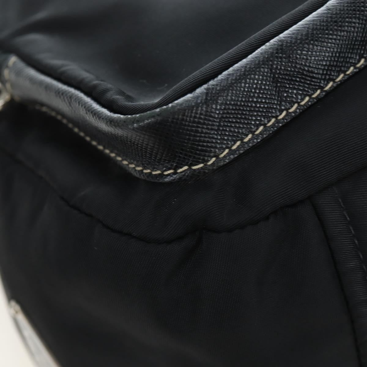 Prada Double Pocket Buckle Flap Tessuto and Leather, Black, Nylon, Handbag