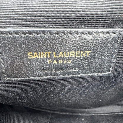 Saint Laurent Classic Monogram Wristlet Matelasse Chevron Leather, Black, Leather, Clutch