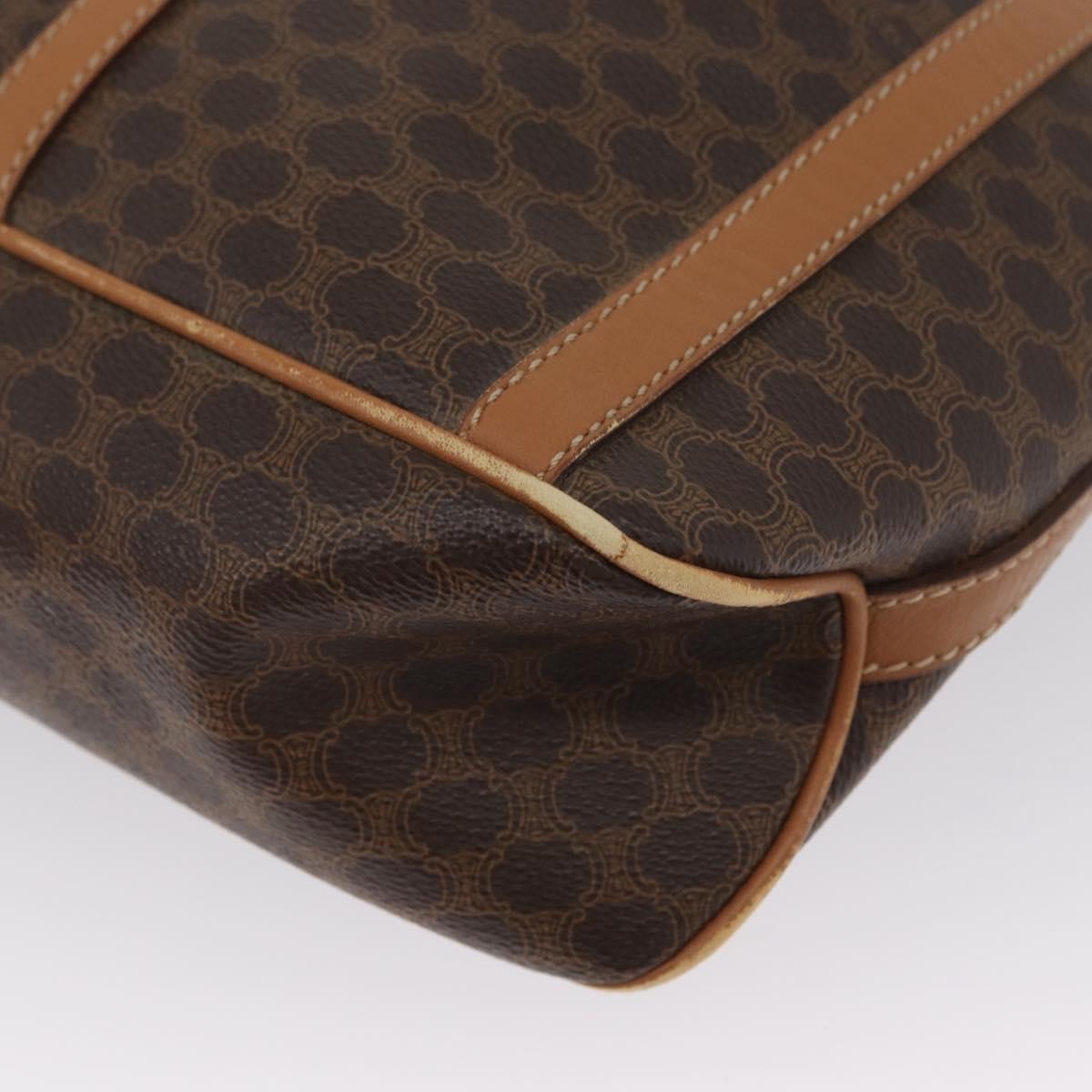 Celine Vintage Shoulder Bag Macadam Canvas & Leather, Brown, Canvas, Shoulder Bag