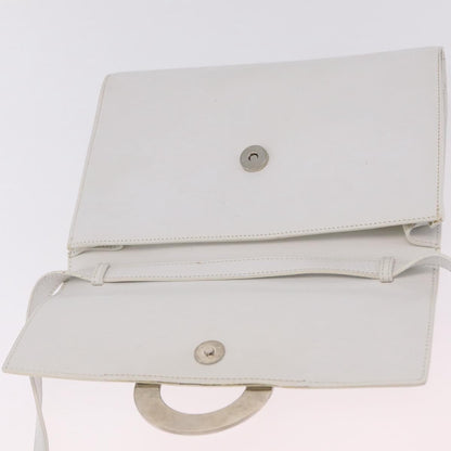 Celine Vintage Circle Logo Leather, White, Leather, Crossbody Bag