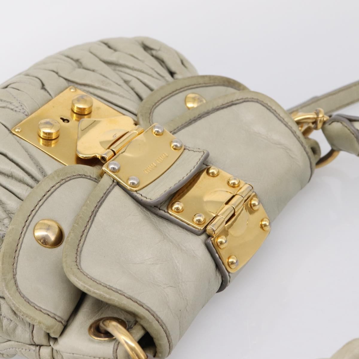 Miu Miu Beau Top Handle Leather, Beige, Leather, Handbag