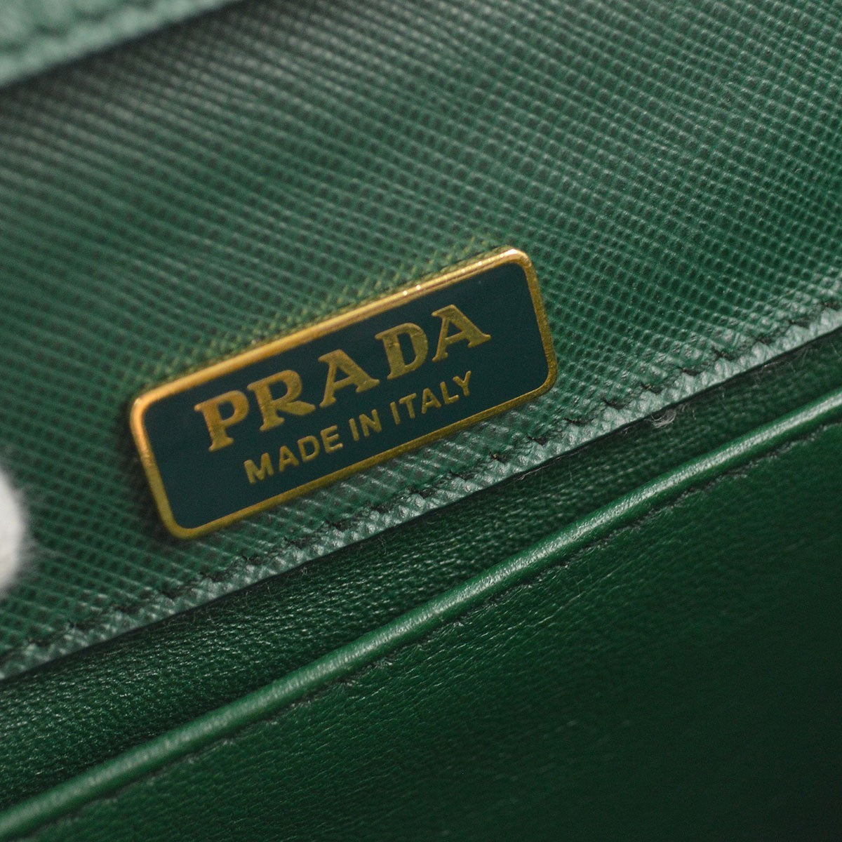 Prada Corolle Chain Saffiano with Metal, Green, Leather, Shoulder Bag