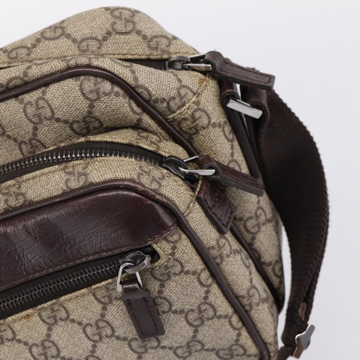 Gucci Front Zip Pocket Messenger GG Coated Canvas, Beige, Canvas, Shoulder Bag
