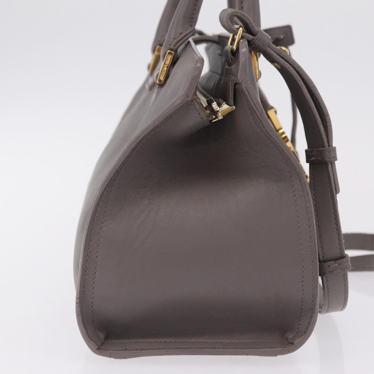 Saint Laurent Monogram Cabas Leather, Gray, Leather, Tote Bag