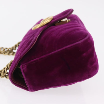 Gucci GG Marmont Matelassé Velvet, Purple, Velvet, Shoulder Bag