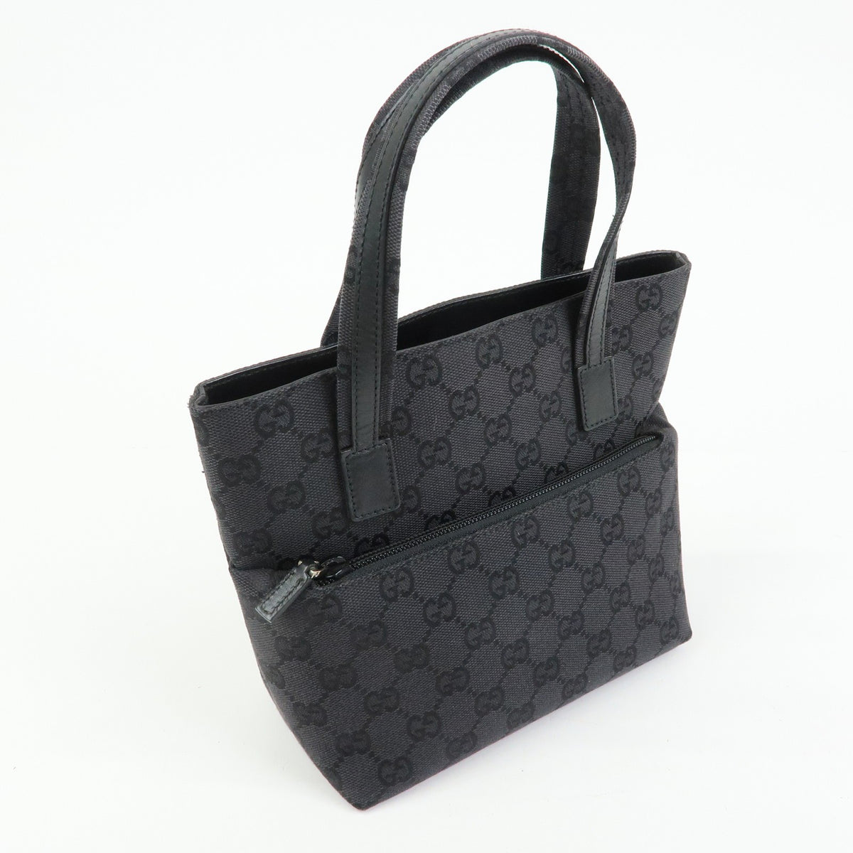 Gucci Tote GG Canvas and Leather, Black, Canvas, Tote Bag