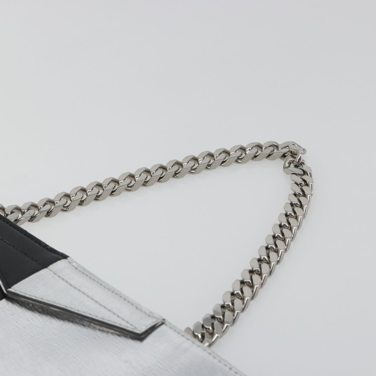 Fendi Grande Colorblock Clutch Leather, Silver, Leather, Clutch
