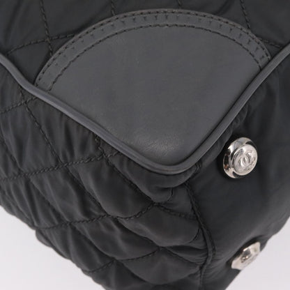 Chanel Vintage CC Quilted Nylon, Gray, Nylon, Tote Bag