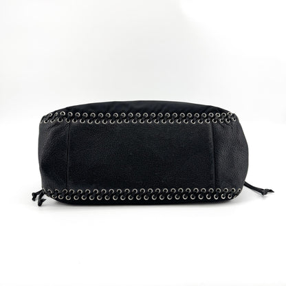 Prada Whipstitch Frame Satchel Tessuto and Leather, Black, Nylon, Handbag