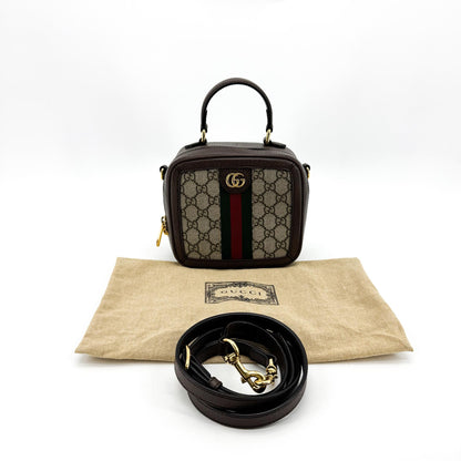 Gucci Ophidia Zip Around Top Handle GG Coated Canvas with Leather, Brown, Canvas, Handbag