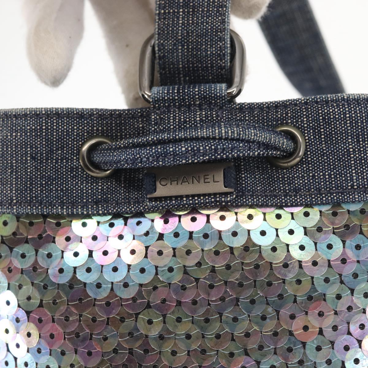 Chanel Hidden Sequins Shoulder Bag Sequins, BLUE, CANVAS, Handbag